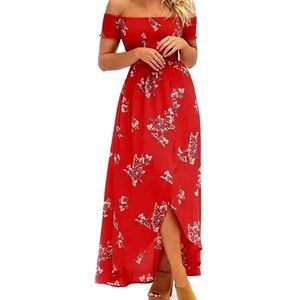 Summer women’s off the shoulder maxi floral print